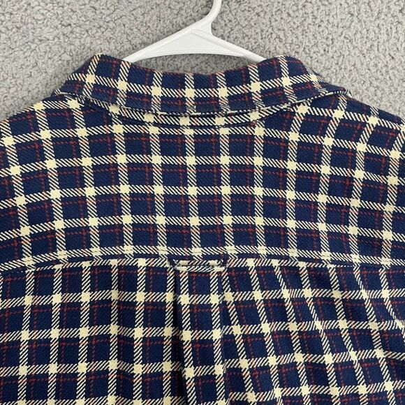 VTG Eddie Bauer shacket Men L Navy Plaid Outdoor Heavy Button Front Flannel - Picture 6 of 9
